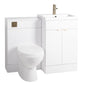 Nuie Eden 1000mm Vanity & WC Set - White with Brushed Brass Handles