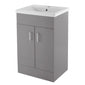 Nuie Eden 500mm Floor standing 2-Door Vanity Unit & Mid-Edge Basin - Gloss Mid Grey - welovecouk