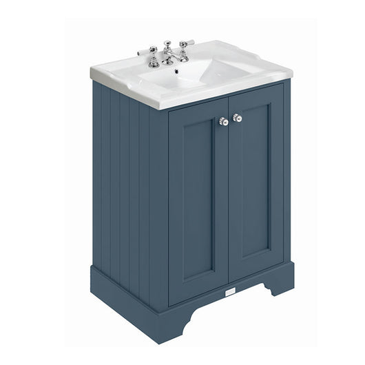  Bayswater 600 Vanity Unit with Ceramic Basin - Stiffkey Blue - welovecouk