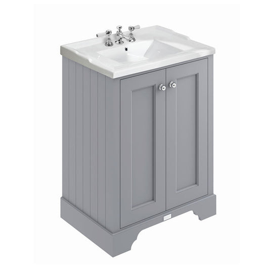  Bayswater 600 Vanity Unit with Ceramic Basin - Plummett Grey - welovecouk