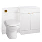 Nuie Eden 1100mm Countertop Vanity & WC Set - White with Brushed Brass Handles