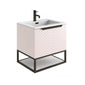 Linear 600 Wall Mounted Vanity Unit with Black Frame/ White Shelf - Pink