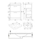 Mantello Black 600mm Floor Standing 2-Drawer Basin Vanity Unit - White