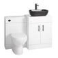 Nuie Eden 1100mm Countertop Vanity with Black Basin & WC Set - White with Black Handles