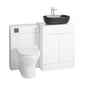 Nuie Eden 1100mm Countertop Vanity with Black Basin & WC Set - White with Brushed Brass Handles