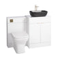 Nuie Eden 1100mm Countertop Vanity with Black Basin & WC Set - White with Brushed Brass Handles
