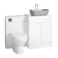 Nuie Eden 1100mm Countertop Vanity with Grey Basin & WC Set - White with Brushed Brass Handles