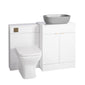 Nuie Eden 1100mm Countertop Vanity with Grey Basin & WC Set - White with Brushed Brass Handles