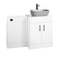 Nuie Eden 1100mm Countertop Vanity with Grey Basin & WC Set - White with Black Handles