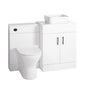 Nuie Eden 1100mm Countertop Vanity with White Basin & WC Set - White with Black Handles