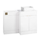 Nuie Eden 1100mm Countertop Vanity with White Basin & WC Set - White with Brushed Brass Handles