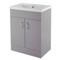 Nuie Eden 600mm Floor Standing 2-Door Vanity Unit & Basin - Gloss Mid Grey - welovecouk