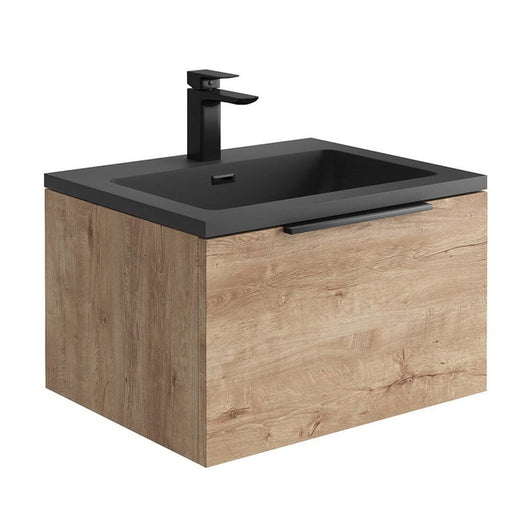  Nero 600 Rustic Oak LED Wall Cabinet with Grey Basin