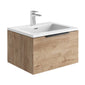 Nero 600 Rustic Oak LED Wall Cabinet with White Basin