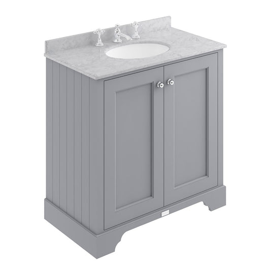  Bayswater 800mm 2-Door Floor Standing Basin Cabinet - Plummet Grey - welovecouk