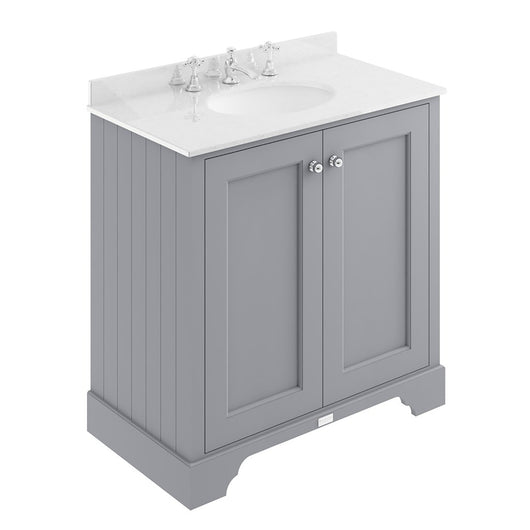  Bayswater 800mm 2-Door Floor Standing Basin Cabinet - Plummet Grey - welovecouk