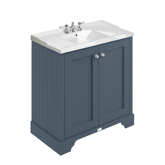  Bayswater 800 Vanity Unit with Ceramic Basin - Stiffkey Blue - welovecouk