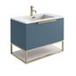 Linear 800 Wall Mounted Vanity Unit with Black Frame/ White Shelf - Blue