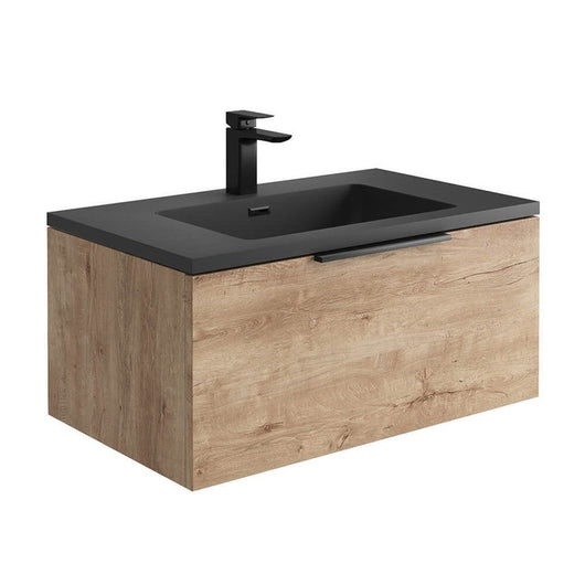  Nero 800 Rustic Oak LED Wall Cabinet with Grey Basin