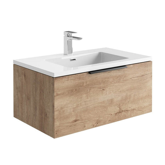  Nero 800 Rustic Oak LED Wall Cabinet with White Basin