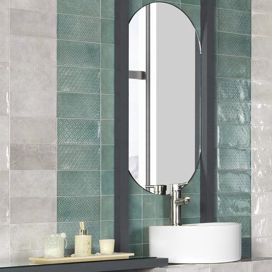  Cut Sample: Valley Emerald Rectangle Ceramic Tiles - welovecouk
