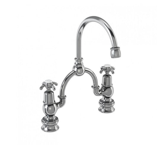  Burlington Anglesey 2 Tap Hole Regent Arch Mixer with Curved Spout (200mm centres)