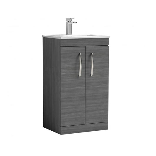  Nuie Athena 500mm Floor Standing Vanity With Basin 4 - Anthracite Woodgrain