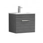 Nuie Athena 500mm Wall Hung Vanity With Basin 4 - Anthracite Woodgrain - ATH011G