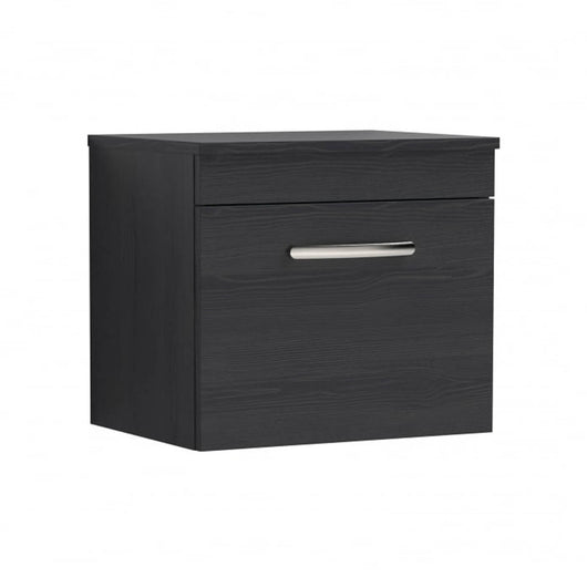  Nuie Athena 500mm Wall Hung Vanity With Worktop - Charcoal Black - ATH012W