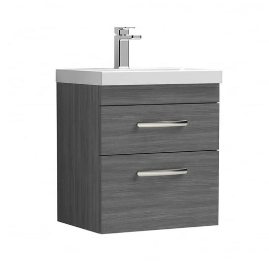  Nuie Athena 500mm Wall Hung Vanity With Basin 3 - Anthracite Woodgrain - ATH018D