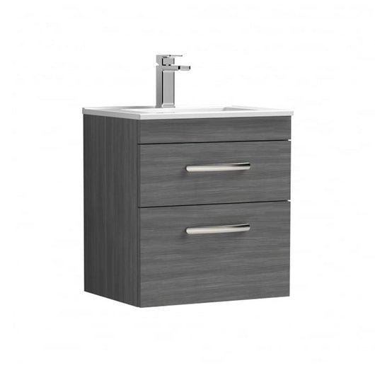  Nuie Athena 500mm Wall Hung Vanity With Basin 4 - Anthracite Woodgrain - ATH018G