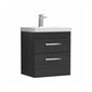 Nuie Athena 500mm Wall Hung Vanity With Basin 3 - Charcoal Black - ATH019D