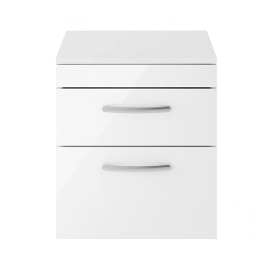  Mantello 500mm Wall Hung 2-Drawer Countertop Vanity Unit - Gloss White