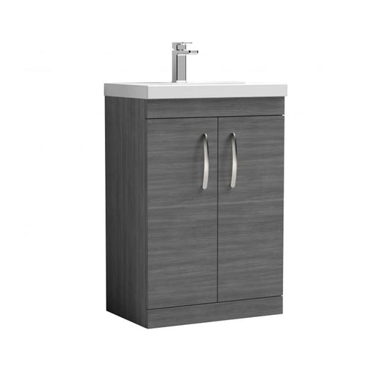  Nuie Athena 600mm Floor Standing Vanity With Basin 3 - Anthracite Woodgrain - ATH025D