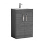 Nuie Athena 600mm Floor Standing Vanity With Basin 4 - Anthracite Woodgrain - ATH025G