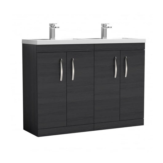  Nuie Athena 1200mm Floor Standing Cabinet With Double Ceramic Basin - Charcoal Black - ATH026F