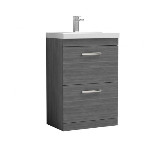  Nuie Athena 600mm Floor Standing Vanity With Basin 1 - Anthracite Woodgrain - ATH032A