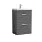 Nuie Athena 600mm Floor Standing Vanity With Basin 3 - Anthracite Woodgrain - ATH032D