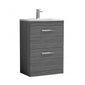 Nuie Athena 600mm Floor Standing Vanity With Basin 4 - Anthracite Woodgrain - ATH032G