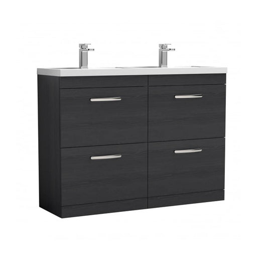  Nuie Athena 1200mm Floor Standing Cabinet With Double Ceramic Basin - Charcoal Black - ATH033F