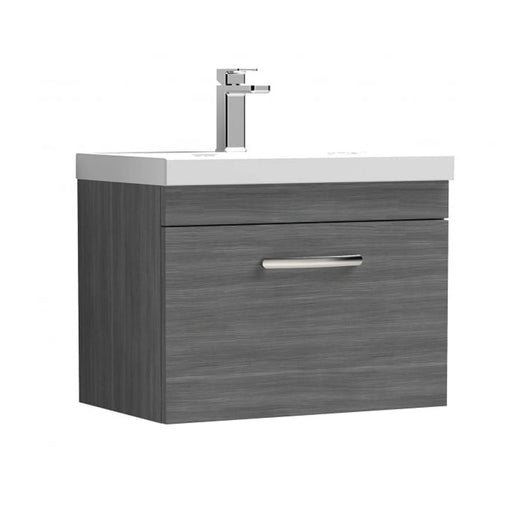  Nuie Athena 600mm Wall Hung Vanity With Basin 1 - Anthracite Woodgrain - ATH039A