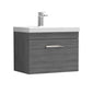 Nuie Athena 600mm Wall Hung Vanity With Basin 3 - Anthracite Woodgrain - ATH039D