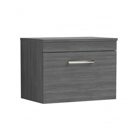  Mantello 600mm Wall Hung 1-Drawer Countertop Vanity Unit - Anthracite Woodgrain