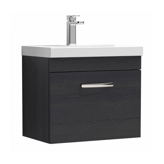  Nuie Athena 600mm Wall Hung Vanity With Basin 3 - Charcoal Black - ATH040D