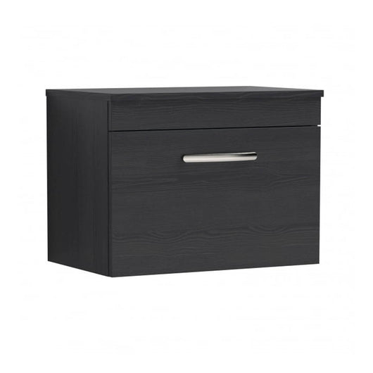 Nuie Athena 600mm Wall Hung Vanity With Worktop - Charcoal Black - ATH040W