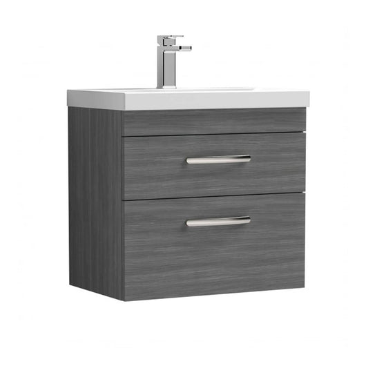  Nuie Athena 600mm Wall Hung Vanity With Basin 1 - Anthracite Woodgrain - ATH046A