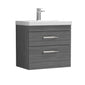 Nuie Athena 600mm Wall Hung Vanity With Basin 3 - Anthracite Woodgrain - ATH046D