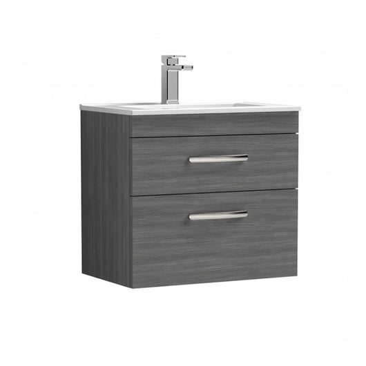  Mantello 600 Wall Hung 2-Drawer Vanity Unit with Basin - Anthracite Woodgrain