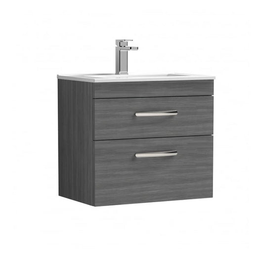  Nuie Athena 600mm Wall Hung Vanity With Basin 4 - Anthracite Woodgrain - ATH046G