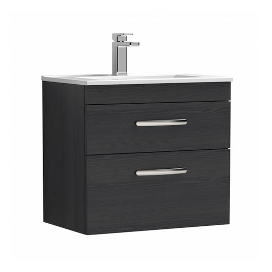  Nuie Athena 600mm Wall Hung Vanity With Basin 4 - Charcoal Black - ATH047G